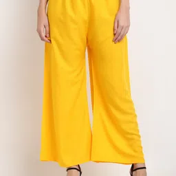 Miaz Lifestyle Women Yellow Solid Palazzos-image-76