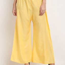 Miaz Lifestyle Women Yellow Flared Palazzos-image-75