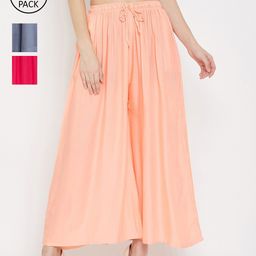 Clora Creation Women Pack Of 3 Pleated Palazzos-image-80
