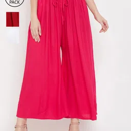 Clora Creation Women Pack of 3 Flared Palazzos-image-17