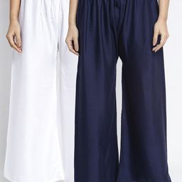 GRACIT  Pack Of 2 Women White & Navy Blue Ethnic Palazzos-picture-38