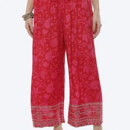 Rangriti Women Pink Floral Palazzos-image-77