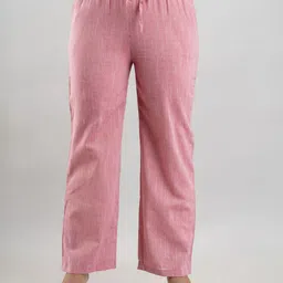 MAUKA Women Pink Cotton Chambray Palazzos-picture-28