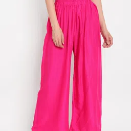 TAG 7 Women Pink Solid Flared Palazzos-image-25