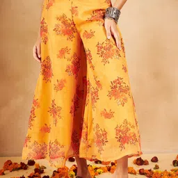 InWeave Floral Printed Organza Flared Palazzos-picture-24