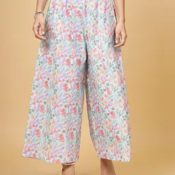 Pistaa Women Floral Printed Cotton Flared Palazzos-picture-52