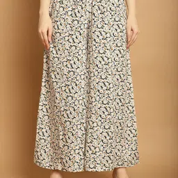 GRACIT Floral Printed Flared Knitted Palazzo-14