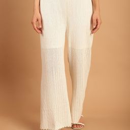 TAG 7 Women Striped Sheer With Half Lining Crochet Wide Leg Palazzos-image-27