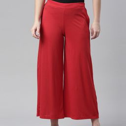Souchii Women Red Knitted Palazzos-image-76