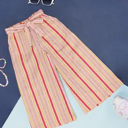 AKKRITI BY PANTALOONS Girls Striped Cotton Palazzos-image-13