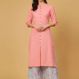 Pistaa Mandarin Collar Straight Kurta with Palazzos-picture-26
