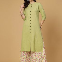 Pistaa Mandarin Collar Straight Kurta with Palazzos-image-62