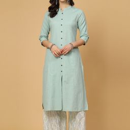 Pistaa Mandarin Collar Straight Kurta with Palazzos-picture-9
