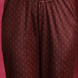 Vishudh Rust Ethnic Motifs Printed Notch Neck Kurta With Palazzo & Dupatta image 3
