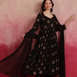 Khushal K Ethnic Motifs Printed Anarkali Kurta With Palazzos & Dupatta-10