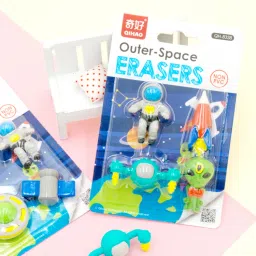 bkdt marketing Cutest Global Astronaut Outer Space Erasers - Set of 2 - Total 8 Erasers Non-Toxic Eraser image 5