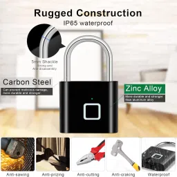 Dwiza Enterprise Keyless Rechargeable Fingerprint Padlock Rechargeable Keyless Anti-theft Security Smart Door Lock image 4