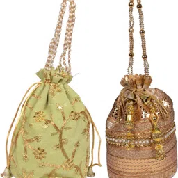 sunesh creation Women Green, Gold Potli-picture-2
