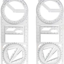 2 pc-Geometric Ruler|geometry|multifunctional Math Transparent Plastic ruler Ruler-29