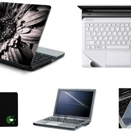Mitram 5in1 Laptop Accessories Combo 15.6 Inch Droplets On Flower laptop Skins Stickers, Screen Guard, Key Guard, Mouse Pad and Palmrest Skin Combo Set-image-62