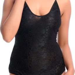 Self Design Women Swim-dress Black Swimsuit-picture-30
