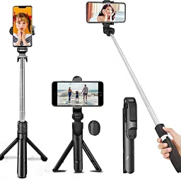 NAFA Portable Selfie Stick Tripod with Bluetooth Remote, Tripod Stand, Multifunctional Selfie Stick with Extendable Aluminium Monopod, 360 deg Rotation Phone Holder, Adjustable Grip Tripod Bluetooth Selfie Stick-13