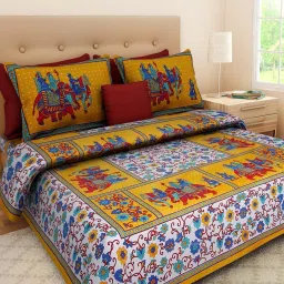 104 TC Cotton Queen Printed Flat Bedsheet-86