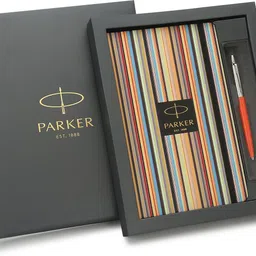 parker Pin Stripe Diary Combo with Jotter Standard | Chrome Trim |Orange Body Color| Ball Pen-picture-6