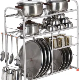 Utensil Kitchen Rack High Quality 24x24 Inches Wall Mount /Plate Cutlery Stand/ Steel-16