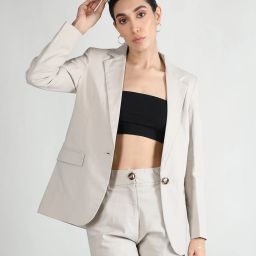Women Solid Single Breasted Formal Blazer-image-43