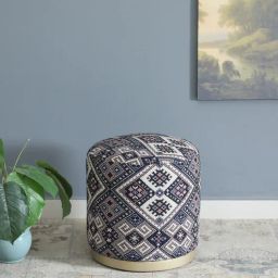 casacraft from pepperfry Seville Fabric Pouffe In Multi Colour-picture-39