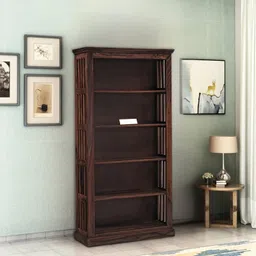 lifewood Life Wood Contemporary Solid Sheesham Wooden Bookshelf | Book Shelf Walnut Solid Wood Open Book Shelf-picture-15