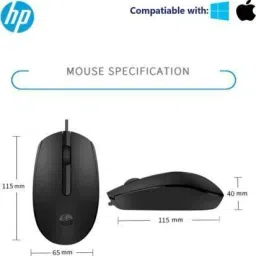 HP M10 USB MOUSE 1000 DPI BLACK PACK OF 1 COMPATIBLE WITH ALL OS Wired Ambidextrous OpticalGaming Mouse image 2