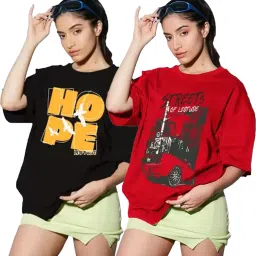 Women Printed Round Neck Cotton Blend Multicolor T-Shirt-image-62