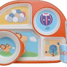 BAMBOO FIBER FEEDING SET SMALL DINOSAUR 5PCS SET(Multicolor) Pack of 1 - Bamboo Fiber-18