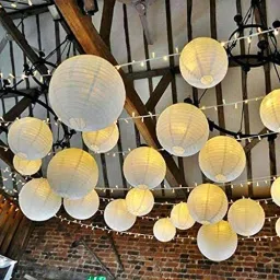 White Paper Hanging Lantern Pack of 10 L (12 inch) 46 White Paper Hanging Lantern-picture-13