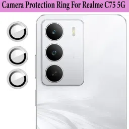 KREZEE Back Camera Lens Ring Guard Protector for Realme C75 5G [ Silver Metal Ring with 9H Glass] Set of 1-image-47