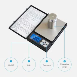 NIBBIN NoteBook Scale 500 gram (500g x 0.01g) Notebook / Diary Series Pocket Scale for Jewellery Gems Household Weighing Weighing Scale (Black) Weighing Scale image 2