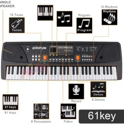 just97 61 Keys Combo 61 Key Piano Keyboard with Recording and Mic with Musical Guitar for Kids Analog Portable Keyboard image 3