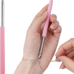 Fastening and Hooking Jewelry Bracelet Necklace Watch Clasps Ties Zippers 2pcs Stainless Steel Bracelet Helper Wear Jewellary Wearing Device Bevel Chisel-image-15