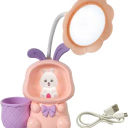 Flower Shaped 3-in-1 Rabbit Theme Desk Lamp with Pencil Sharpener and Pen Holder Study Lamp-13