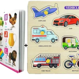 Public Transport & Vehicle Names Shapes Puzzle Board Montessori Toys+3in1 Book-19