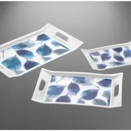 Printed Serving Tray Set Plastic Material BPA Free for Tea,Coffee,Snack, 136 Tray-image-3