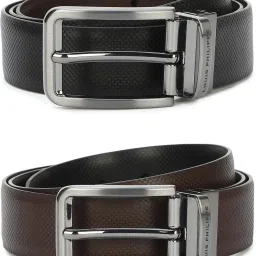 Men Formal Black Artificial Leather Reversible Belt-picture-3