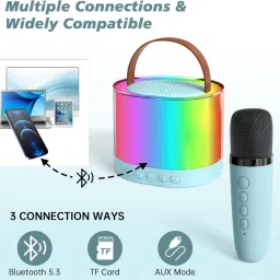 anmolg Mini Bluetooth Wireless Karaoke Speaker with 2 Mics and 4 inbuilt voice effects image 3