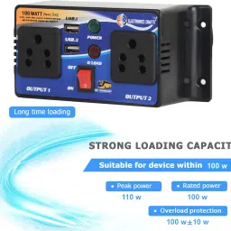 electronics crafts Dc to ac converter 80 watt 12 ,24 volt comman inbuilt 5 volt 2.5 amp 2 usb port Car Inverter image 4