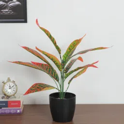 arick decor 1.6Ft Artificial Red Croton Plants with Black Pot-picture-12