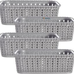 Plastic Small M 15 Plastic Basket, Organizer For Kitchen, Pack of 4 (Grey) Storage Basket-14