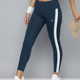 hrx by hrithik roshan Striped Women Blue Tights-picture-3