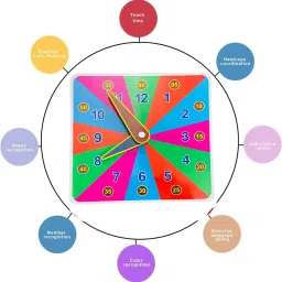 plus shine Wooden Watch Toy For Kids time learning clock with hour and minute Learning Toy image 3